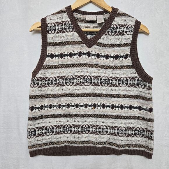 Fiorlini Womens Vintage 90s Fair Isle Preppy British Countryside Sweater Vest L - Picture 1 of 9